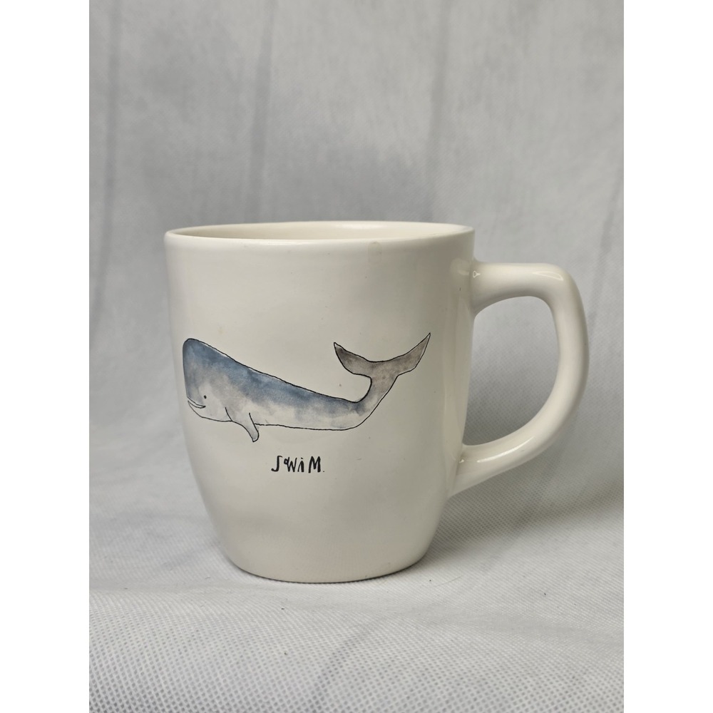 Rae Dunn Swim Whale Mug Artisan Collection Magenta 16 Ounces Pre Owned